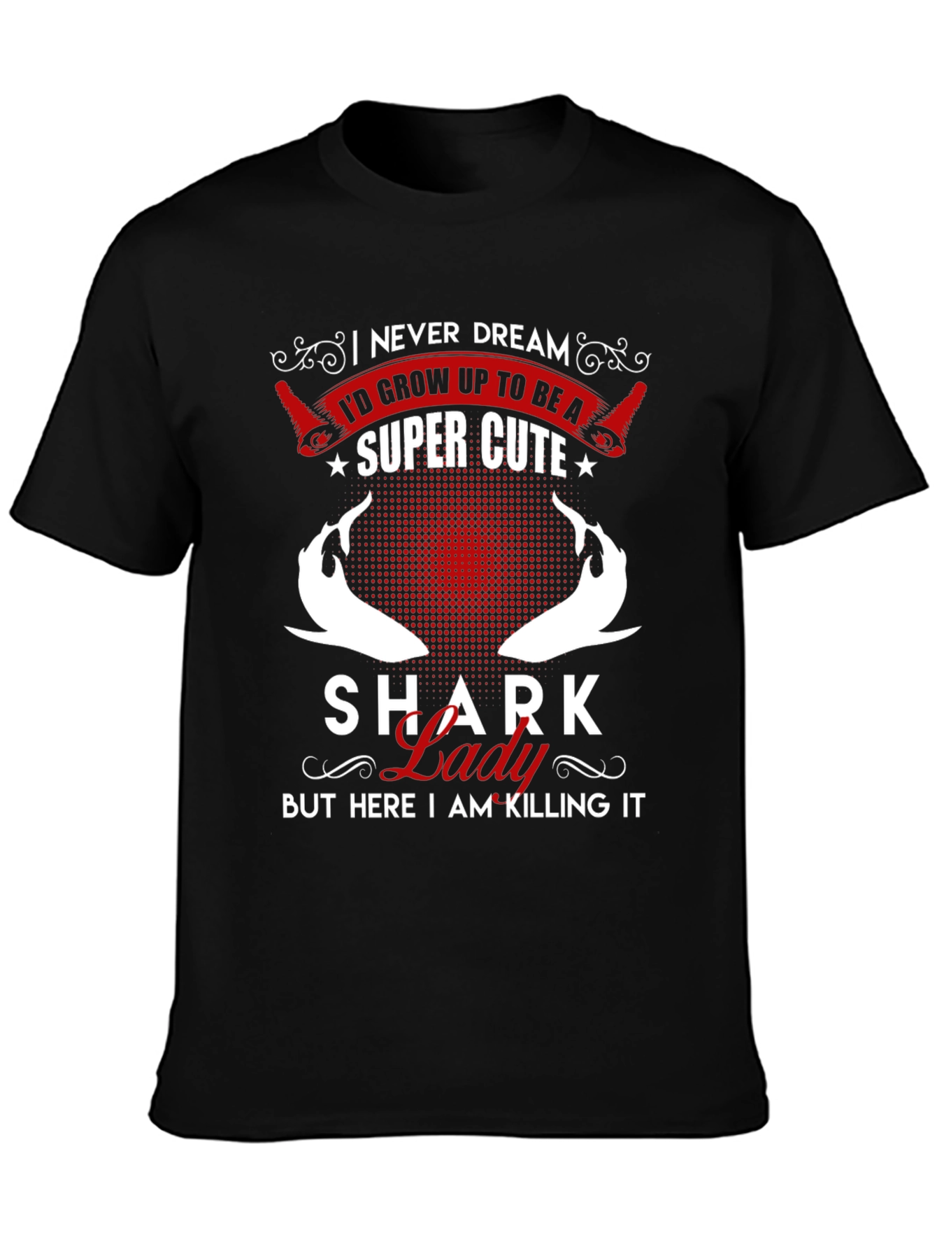 Shark Lady Super Cute Black T-Shirt