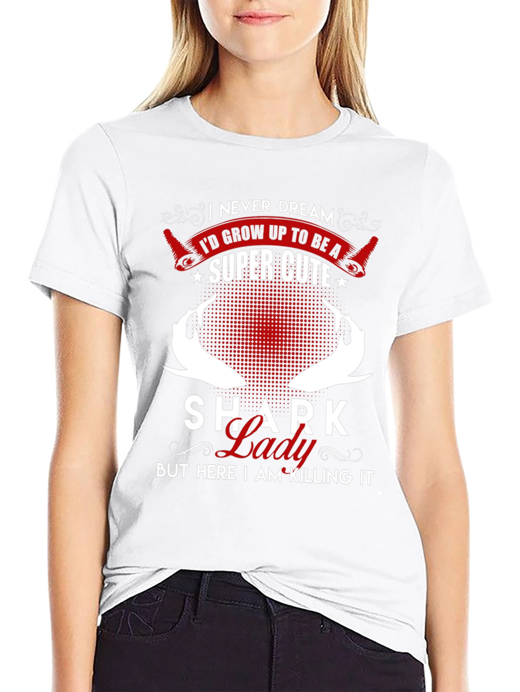 Shark Lady Super Cute Black T-Shirt