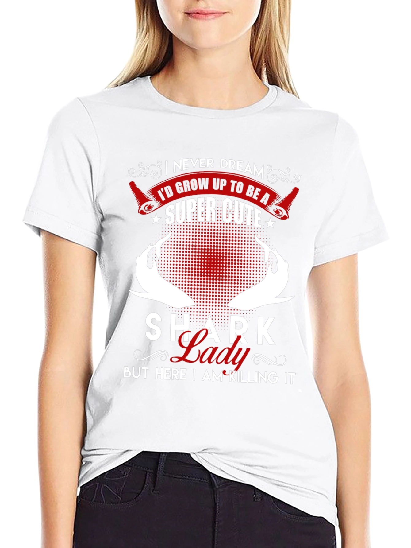 Shark Lady Super Cute Black T-Shirt