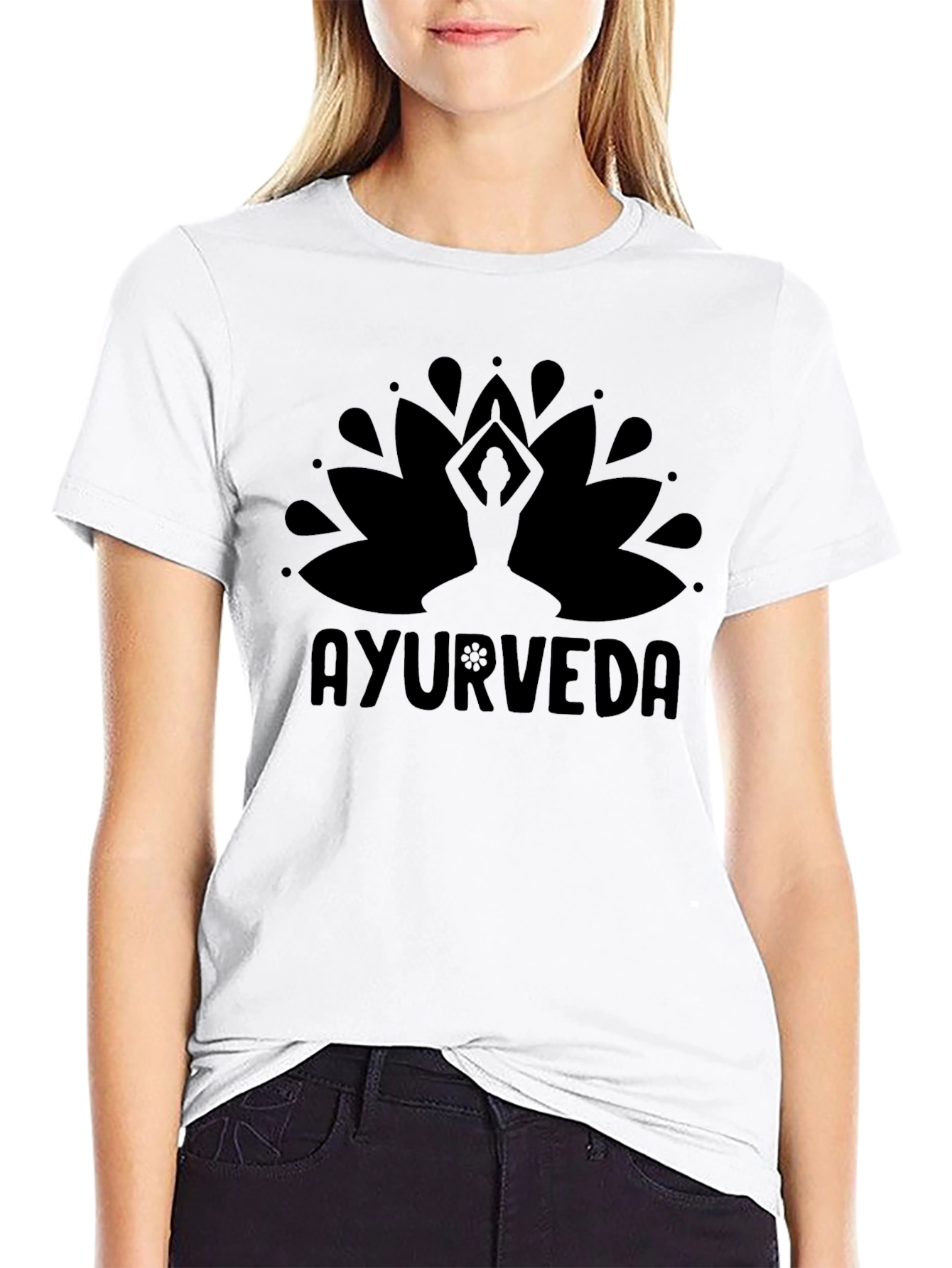 Ayurveda Lotus Graphic Tee - Yoga & Wellness