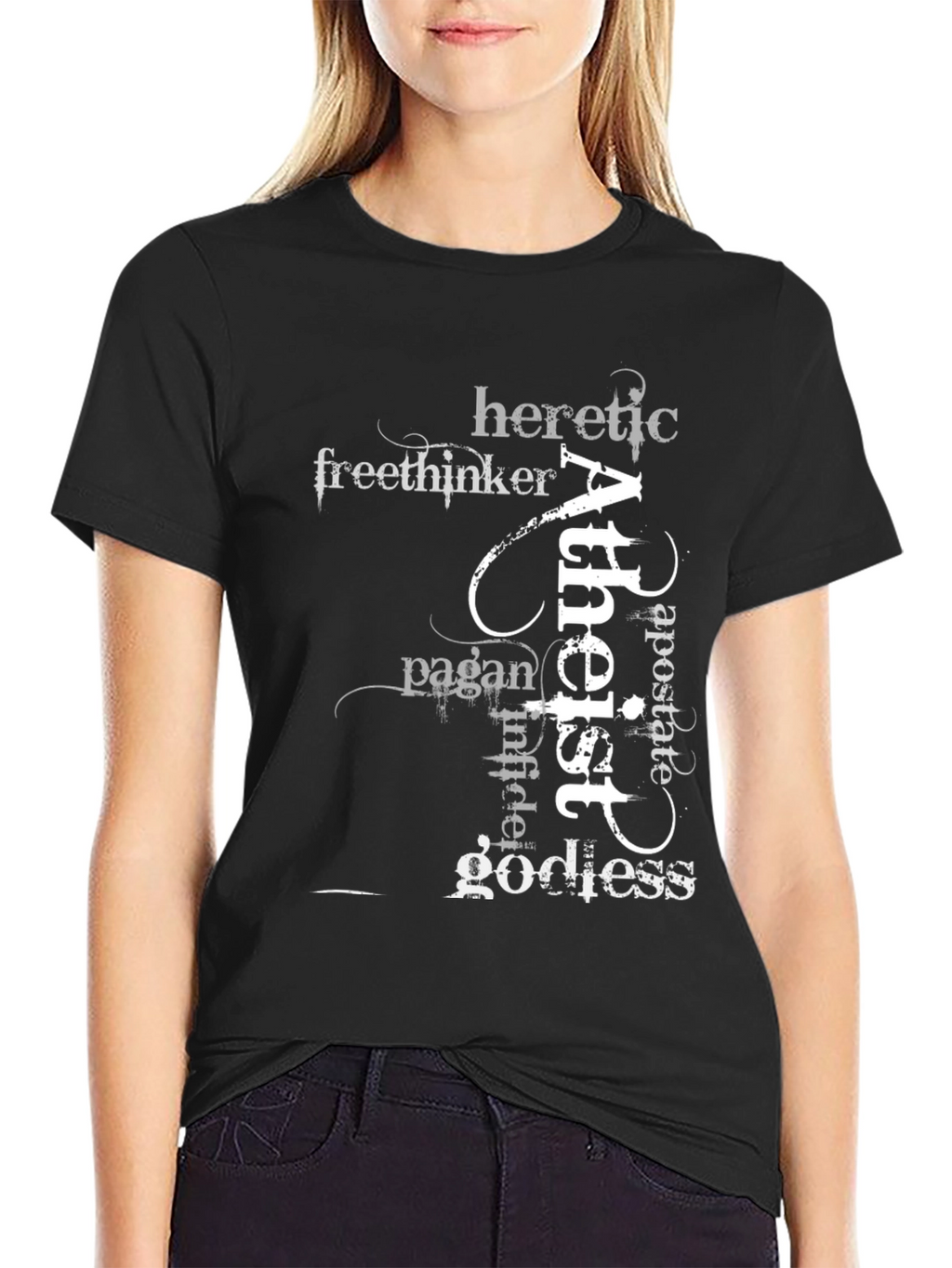 Atheist Word Art Black T-Shirt