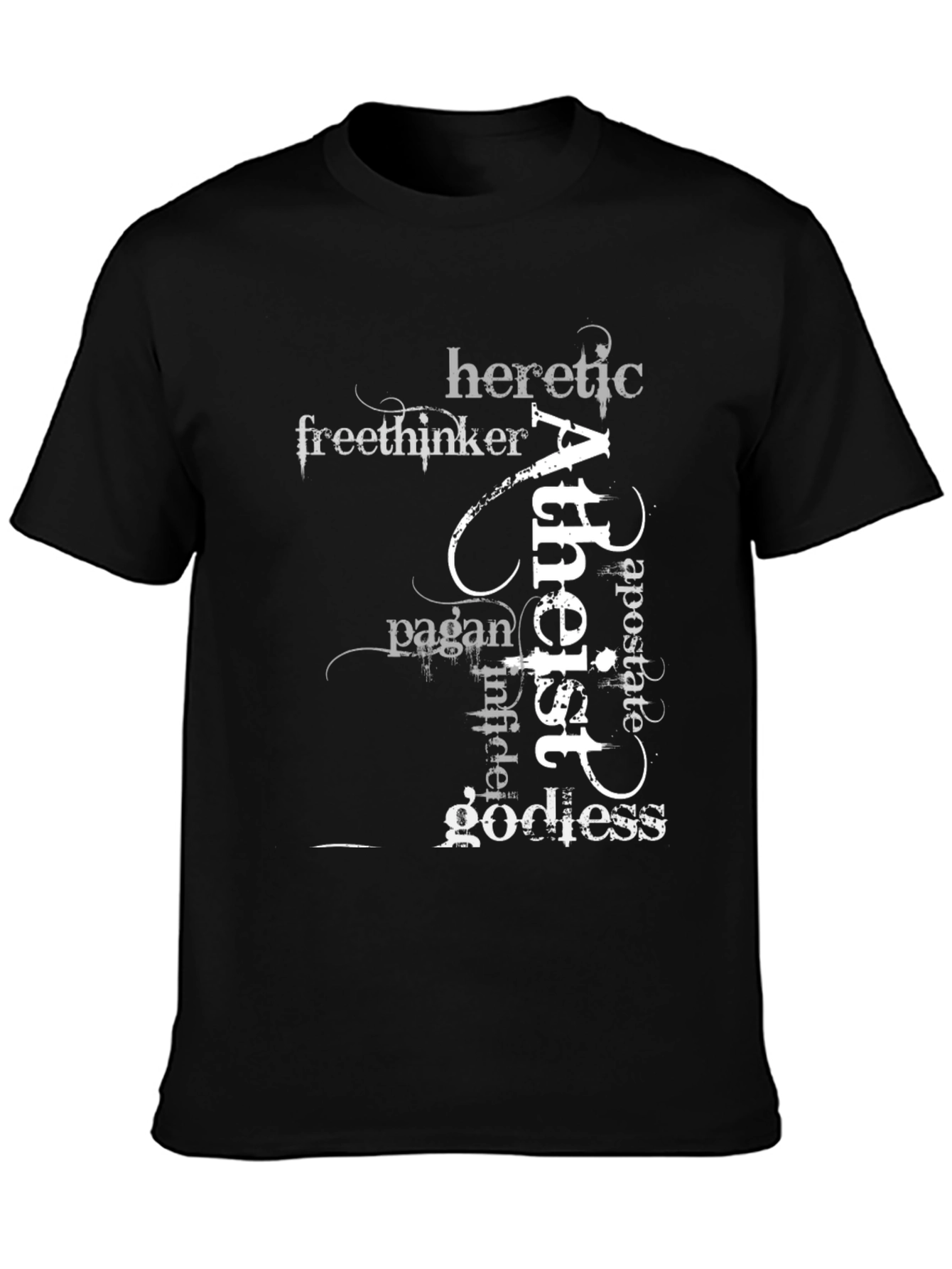 Atheist Word Art Black T-Shirt