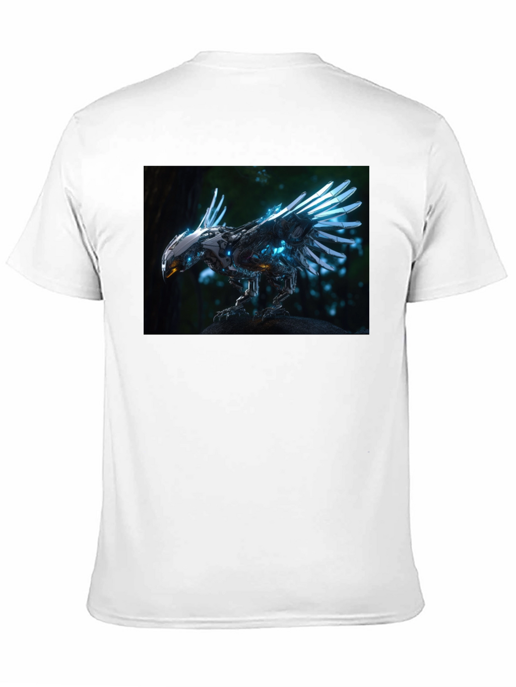 Robotic Bird Graphic T-Shirt - Sci-Fi Style