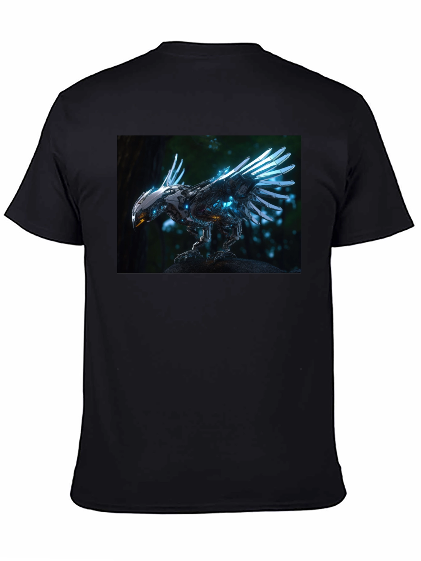 Robotic Bird Graphic T-Shirt - Sci-Fi Style