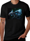 Robotic Bird Graphic T-Shirt - Sci-Fi Style
