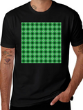 Green Plaid Graphic Tee - Casual Style