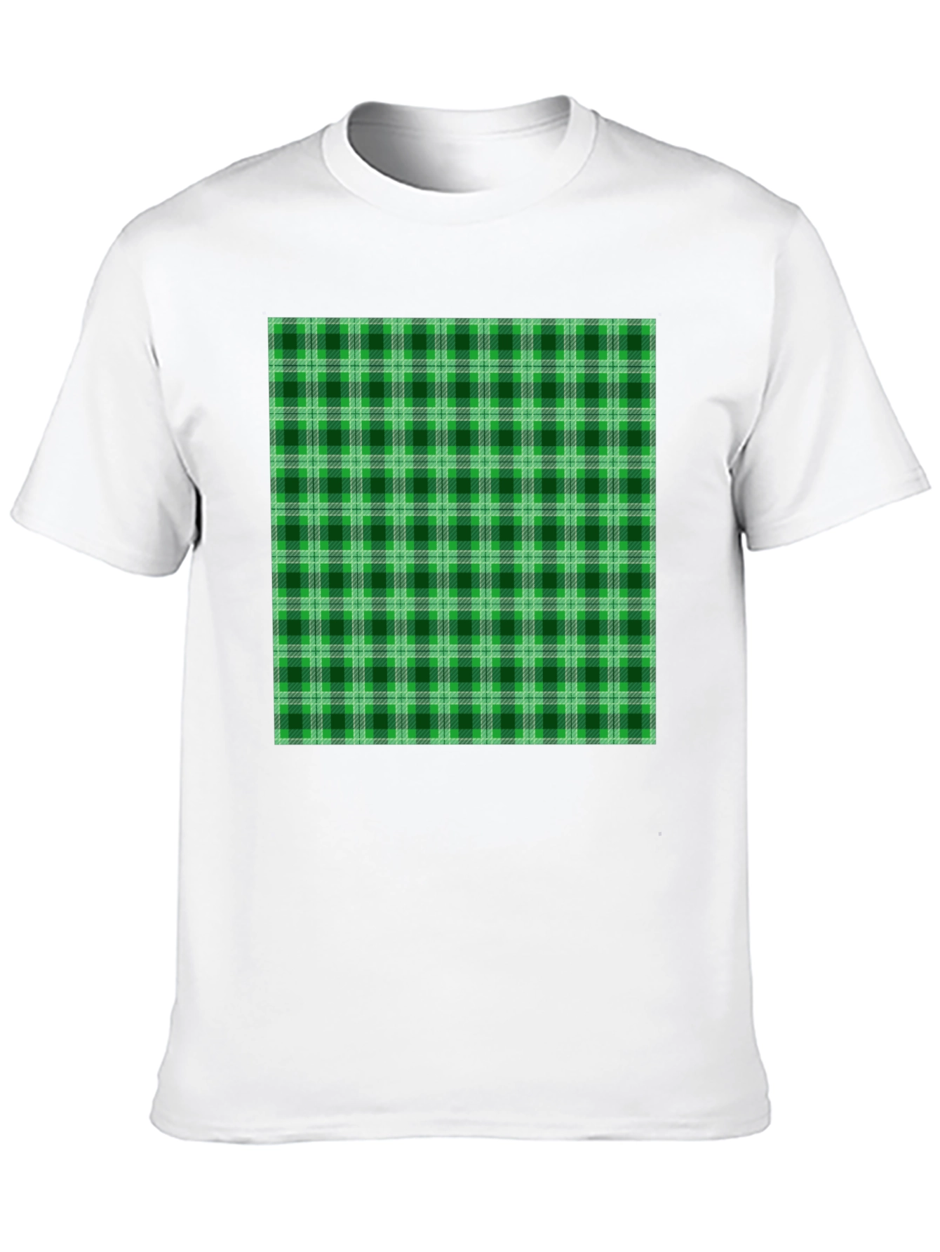Green Plaid Graphic Tee - Casual Style