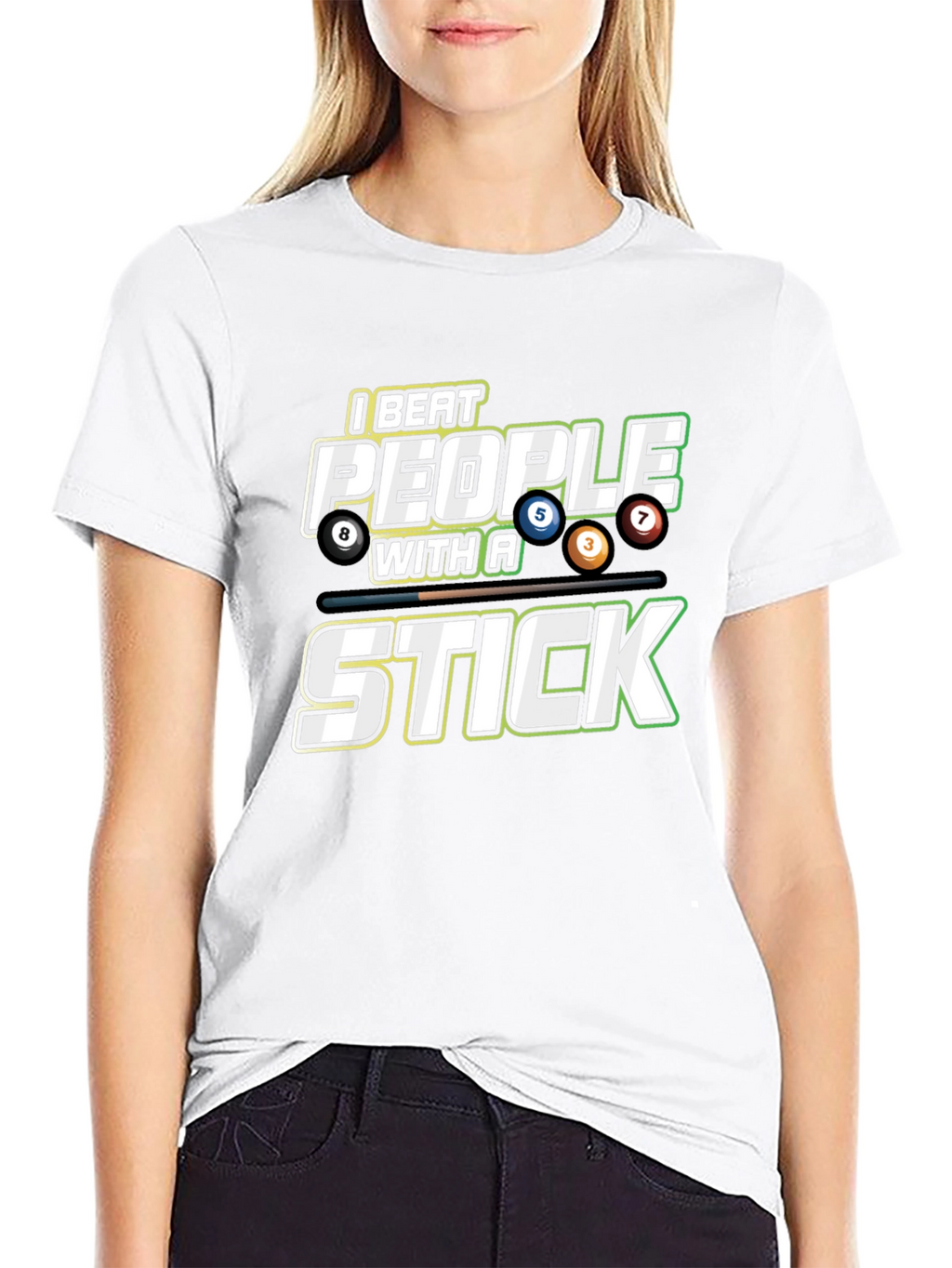 I Beat People with a Stick Billiards T-Shirt