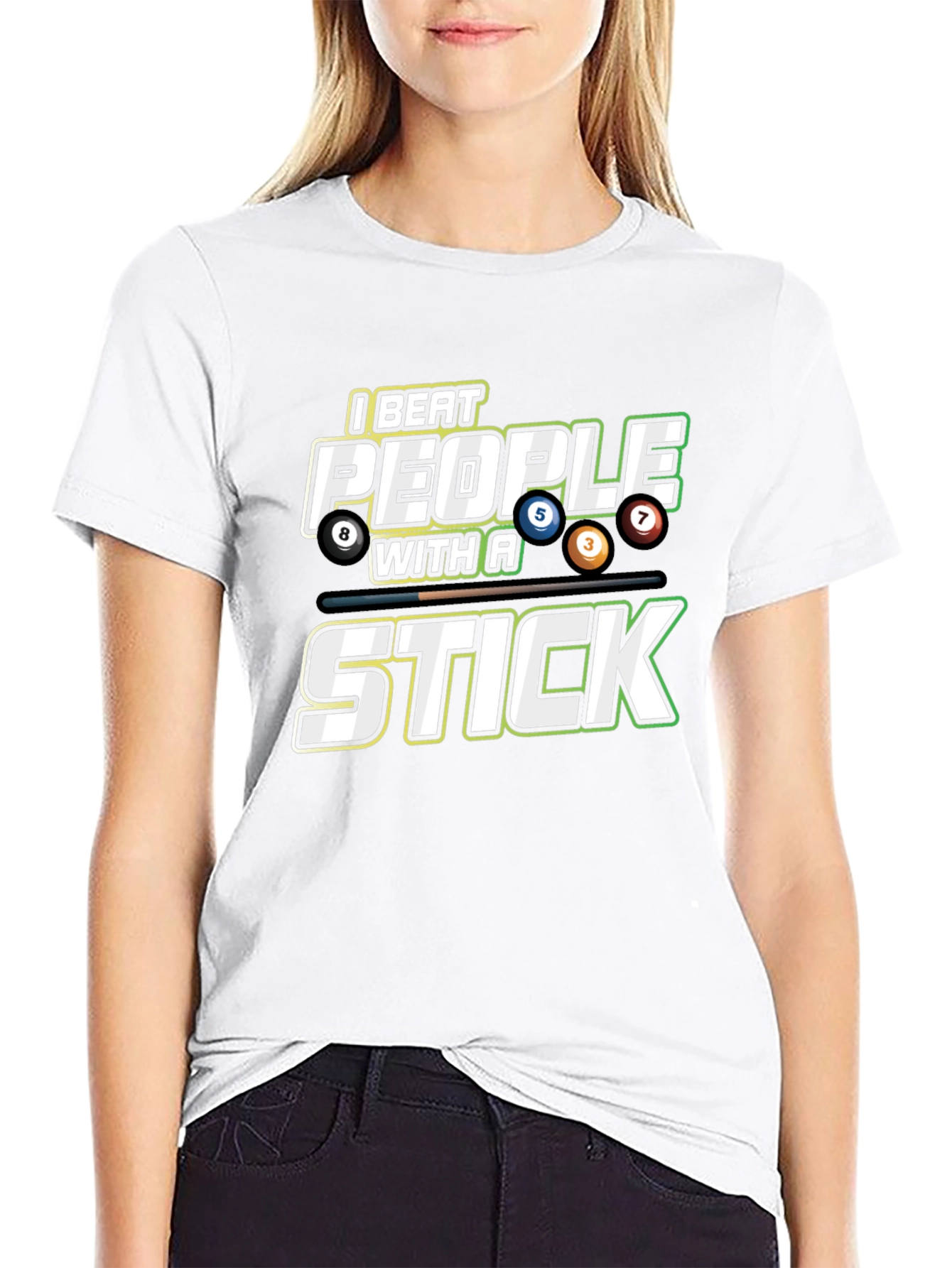 I Beat People with a Stick Billiards T-Shirt
