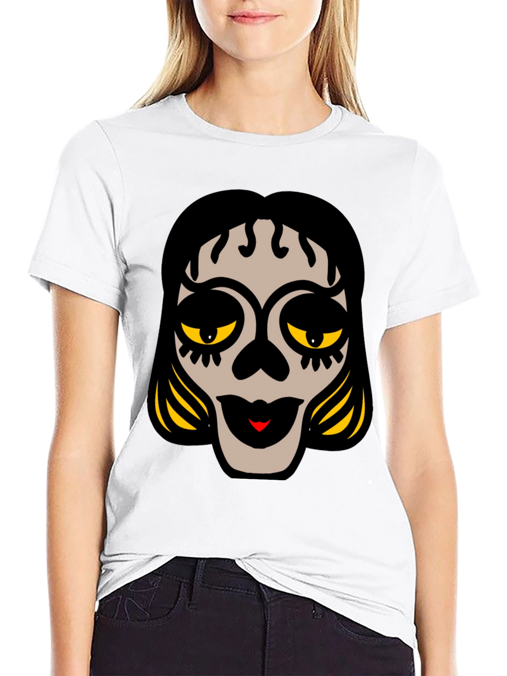 Sugar Skull Face Black Graphic Tee