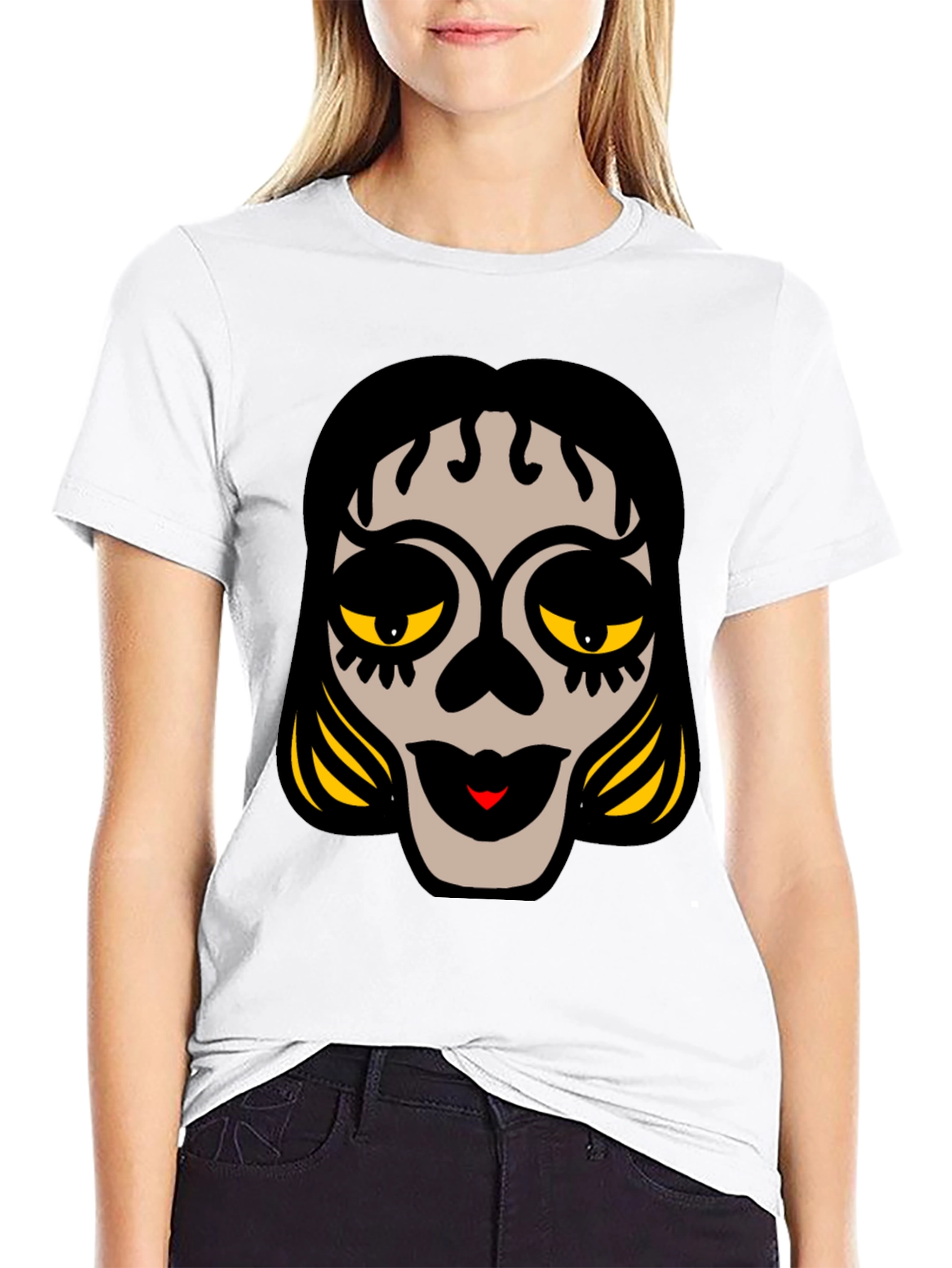 Sugar Skull Face Black Graphic Tee