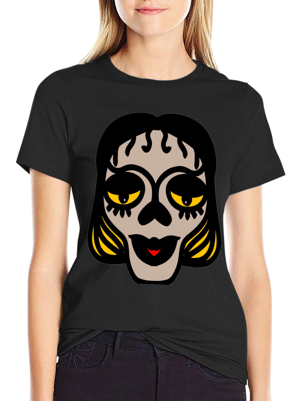 Sugar Skull Face Black Graphic Tee