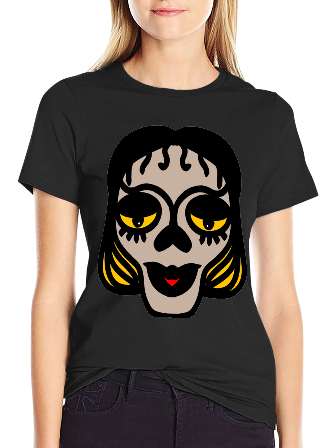 Sugar Skull Face Black Graphic Tee