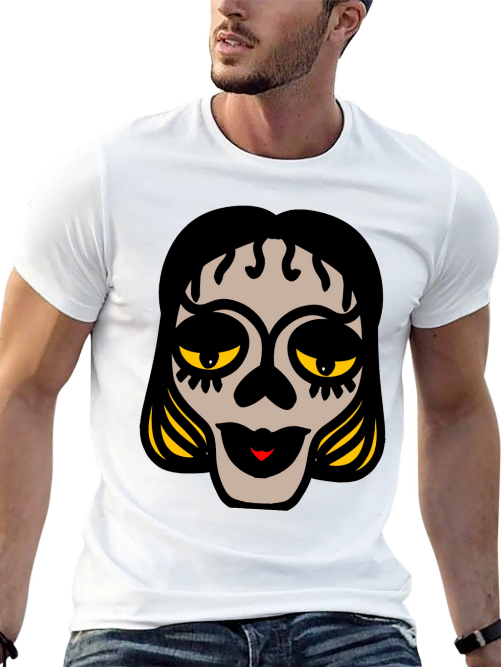 Sugar Skull Face Black Graphic Tee