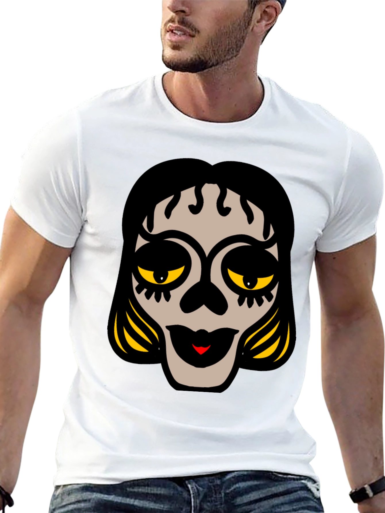 Sugar Skull Face Black Graphic Tee