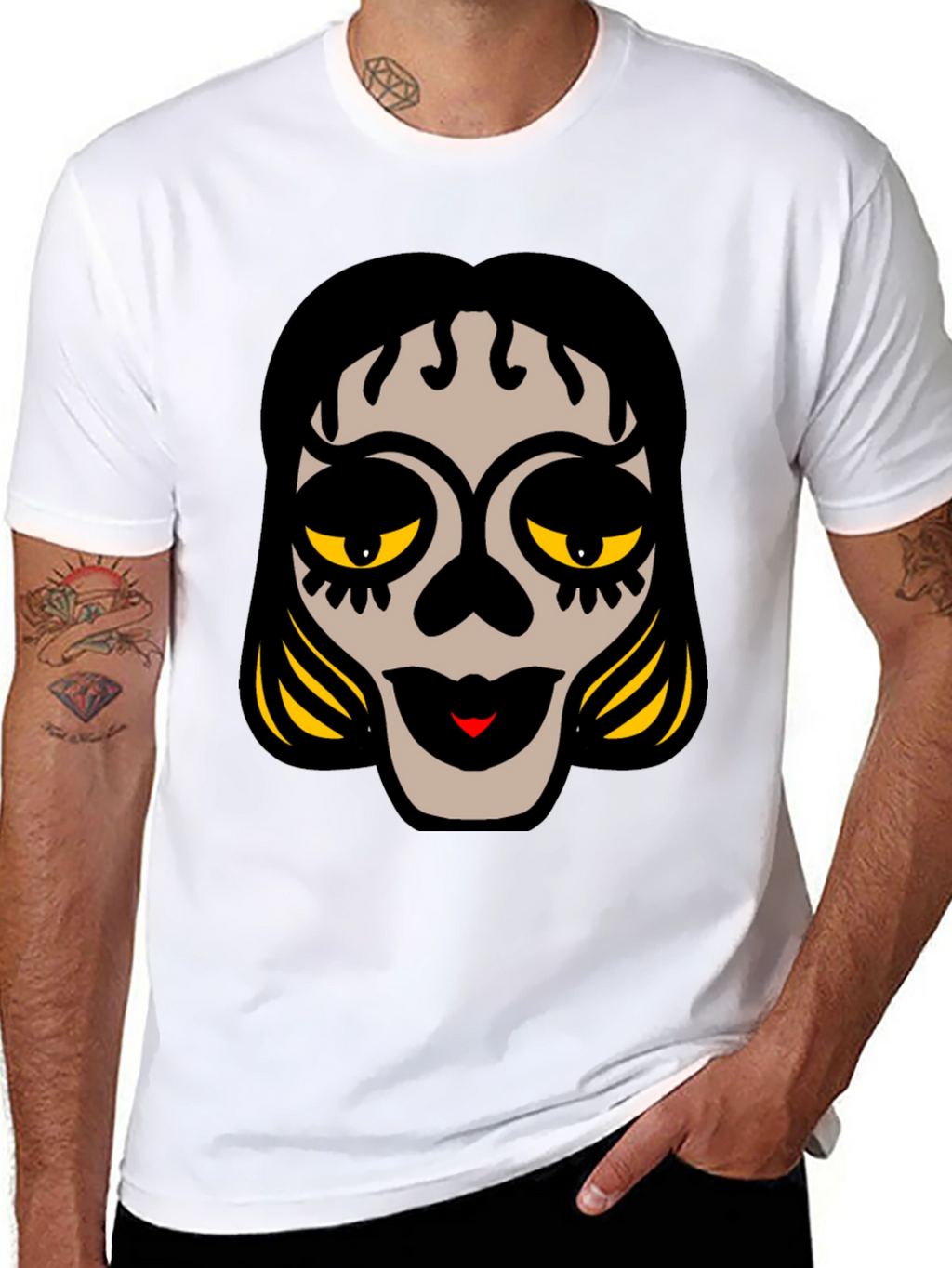 Sugar Skull Face Black Graphic Tee