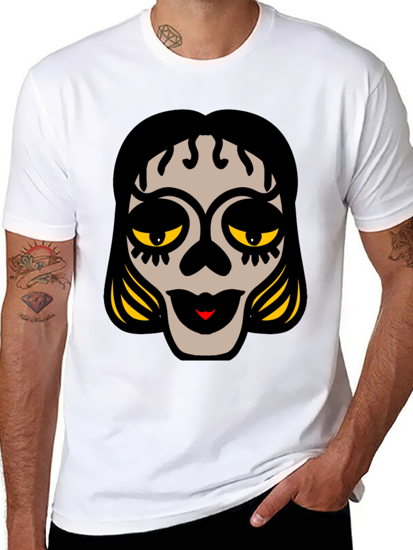 Sugar Skull Face Black Graphic Tee