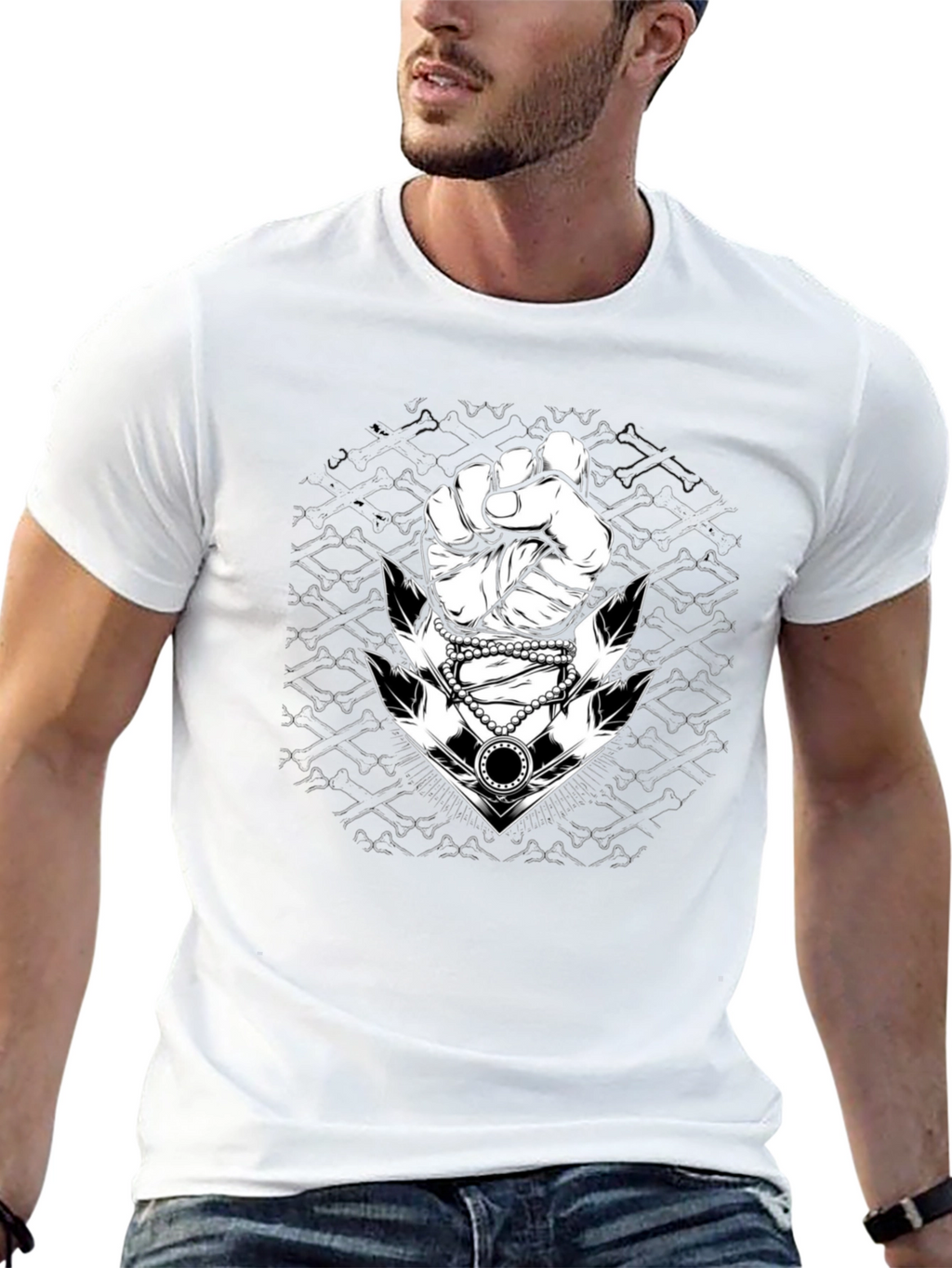 Graphic Tee: Fist & Anchor Design - Black
