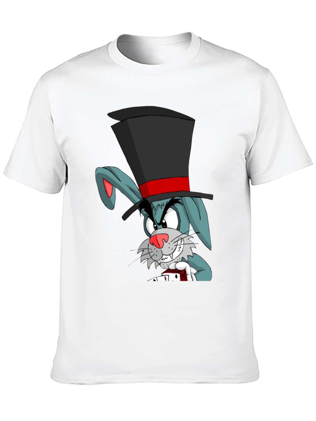 Cartoon Rabbit Magician Black T-Shirt