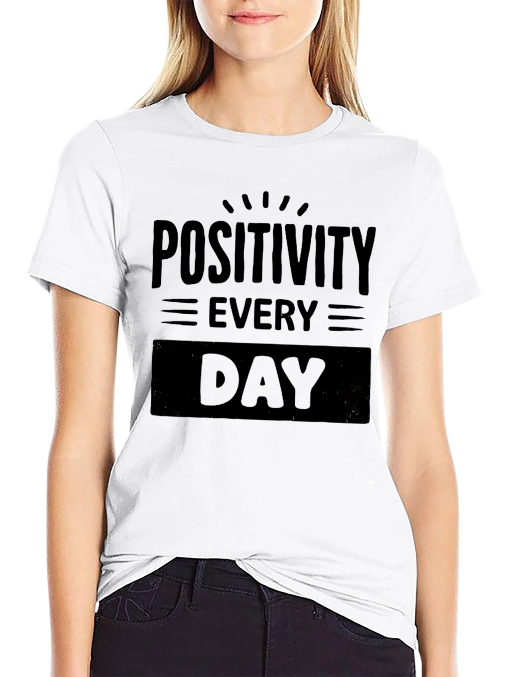 Positivity Every Day Black Graphic Tee Shirt