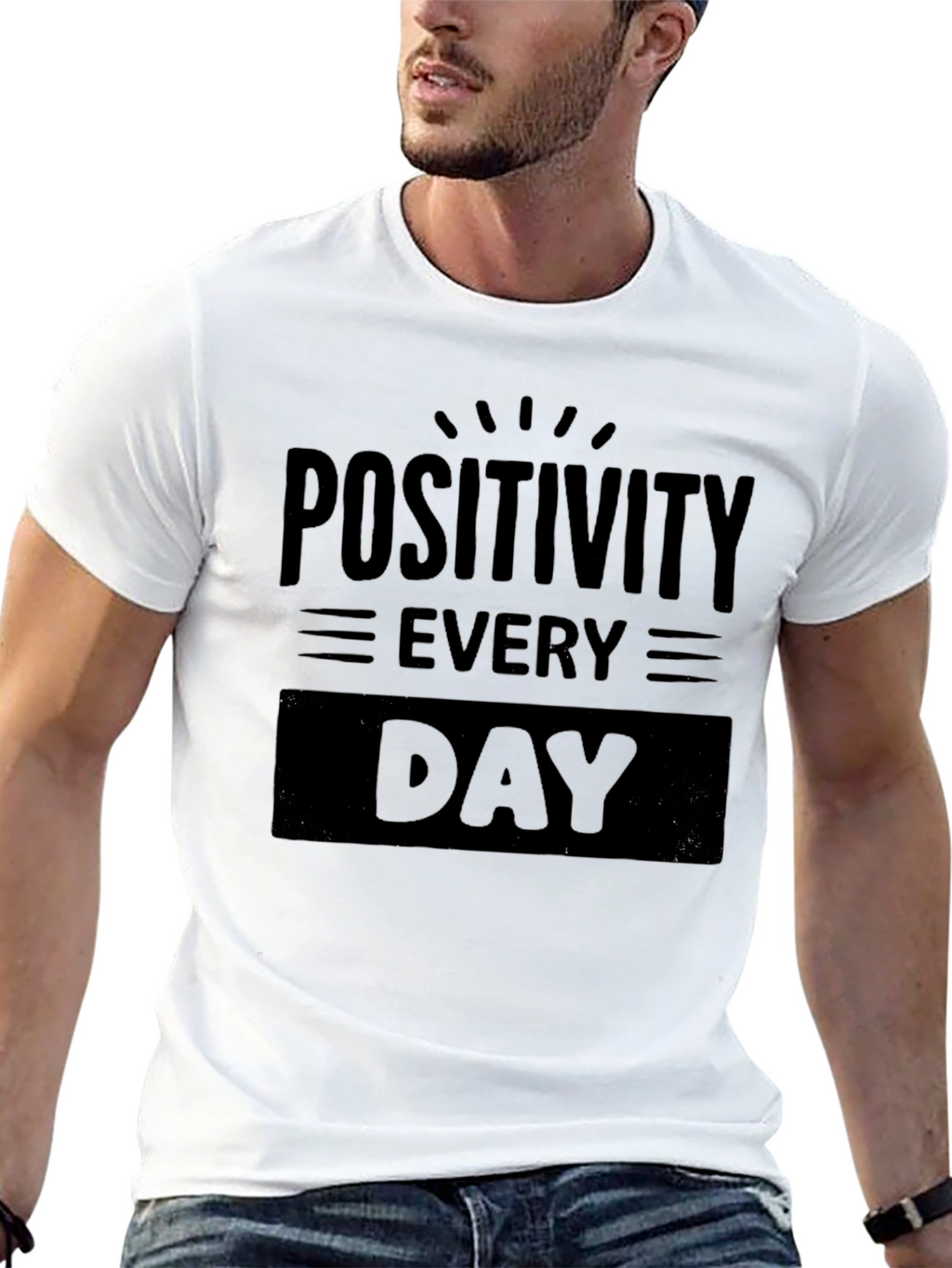 Positivity Every Day Black Graphic Tee Shirt