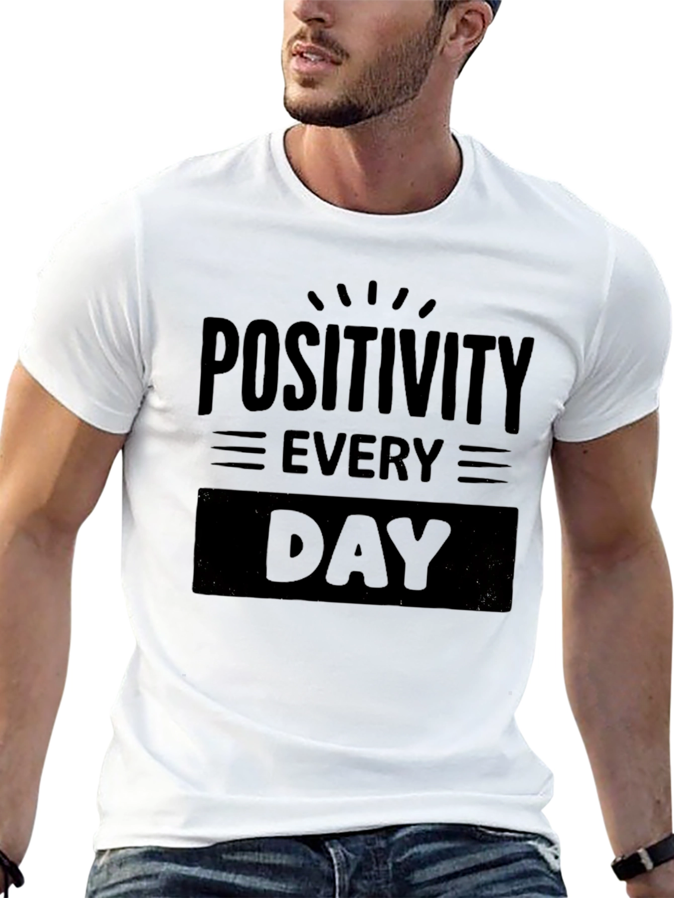 Positivity Every Day Black Graphic Tee Shirt