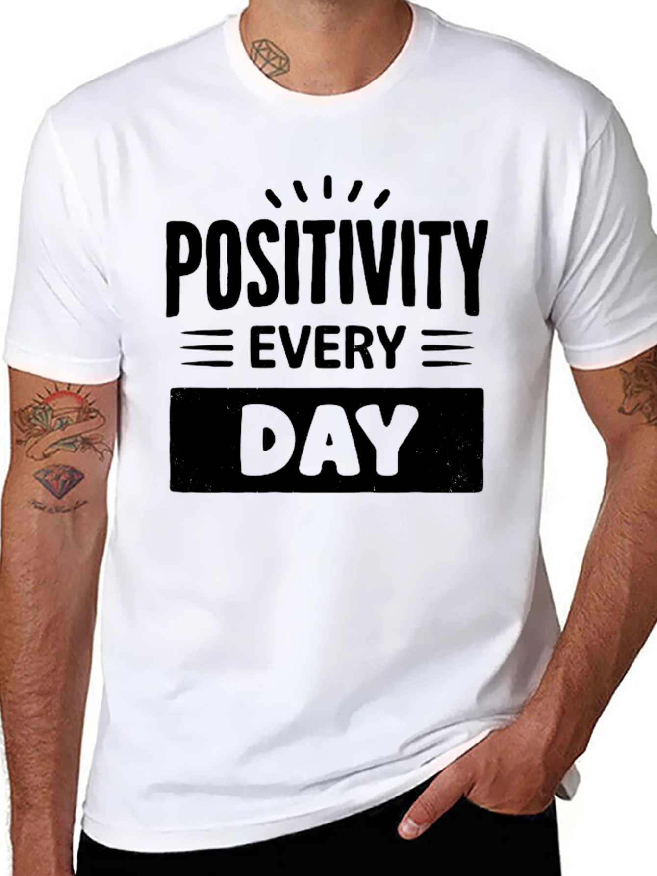 Positivity Every Day Black Graphic Tee Shirt