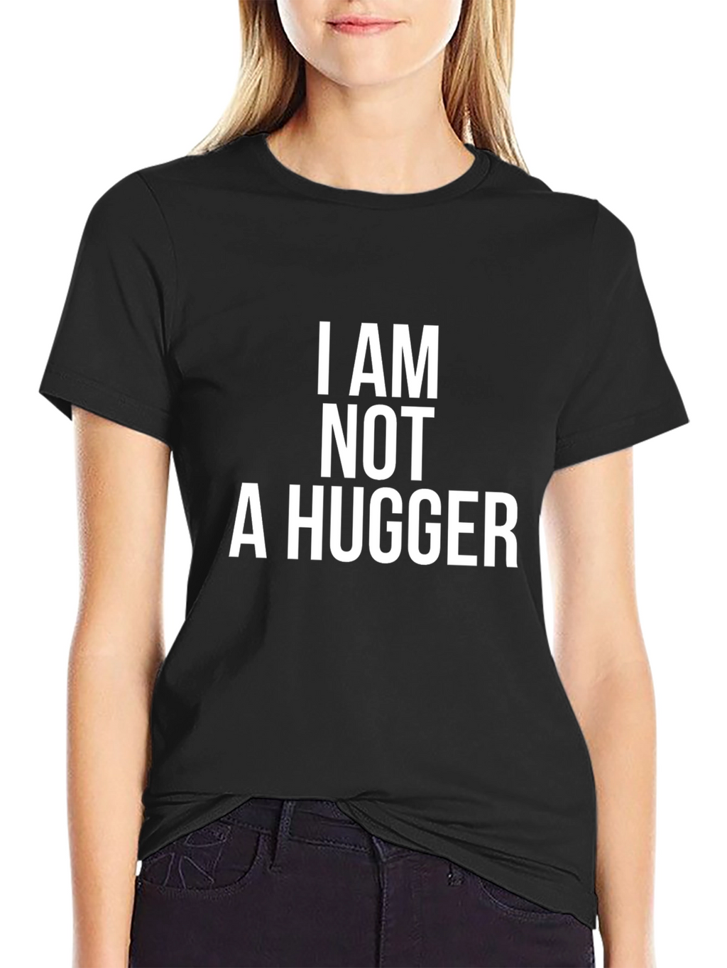 I Am Not A Hugger Black Graphic Tee
