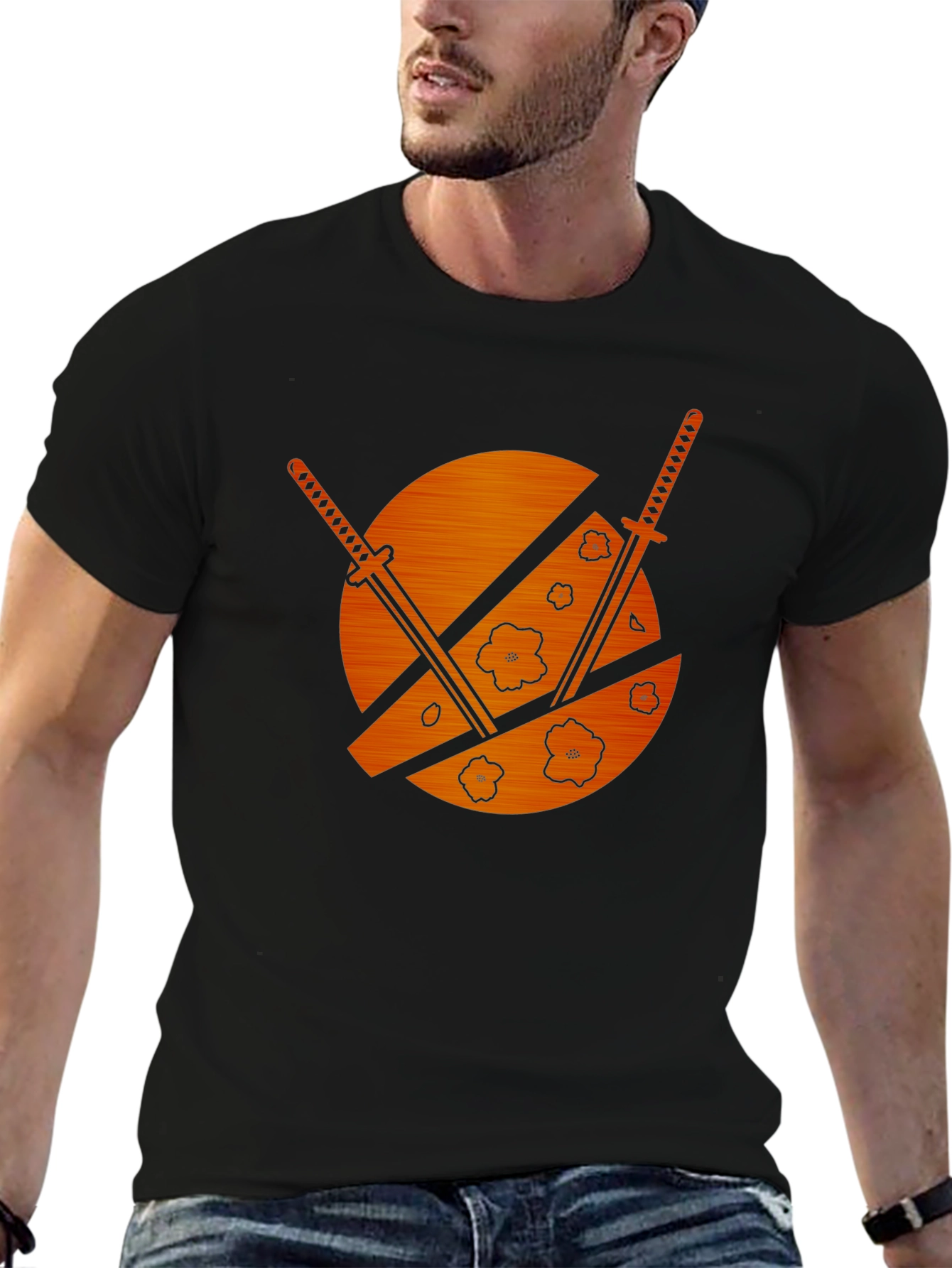 Samurai Swords & Cherry Blossom Graphic Tee