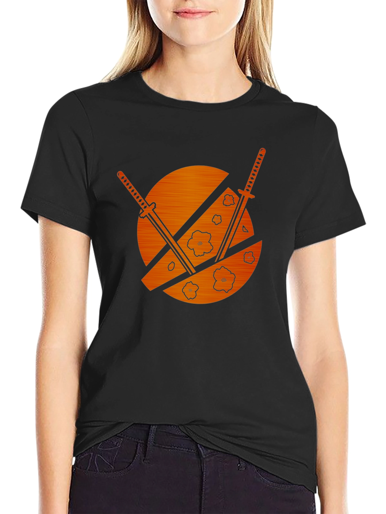 Samurai Swords & Cherry Blossom Graphic Tee