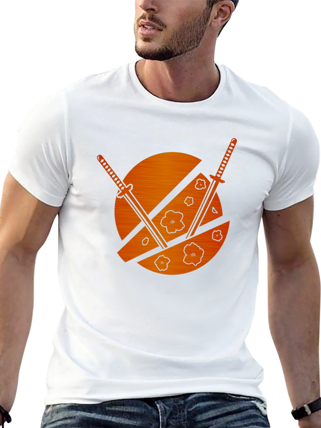 Samurai Swords & Cherry Blossom Graphic Tee
