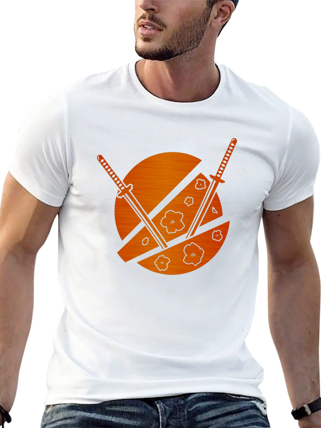 Samurai Swords & Cherry Blossom Graphic Tee