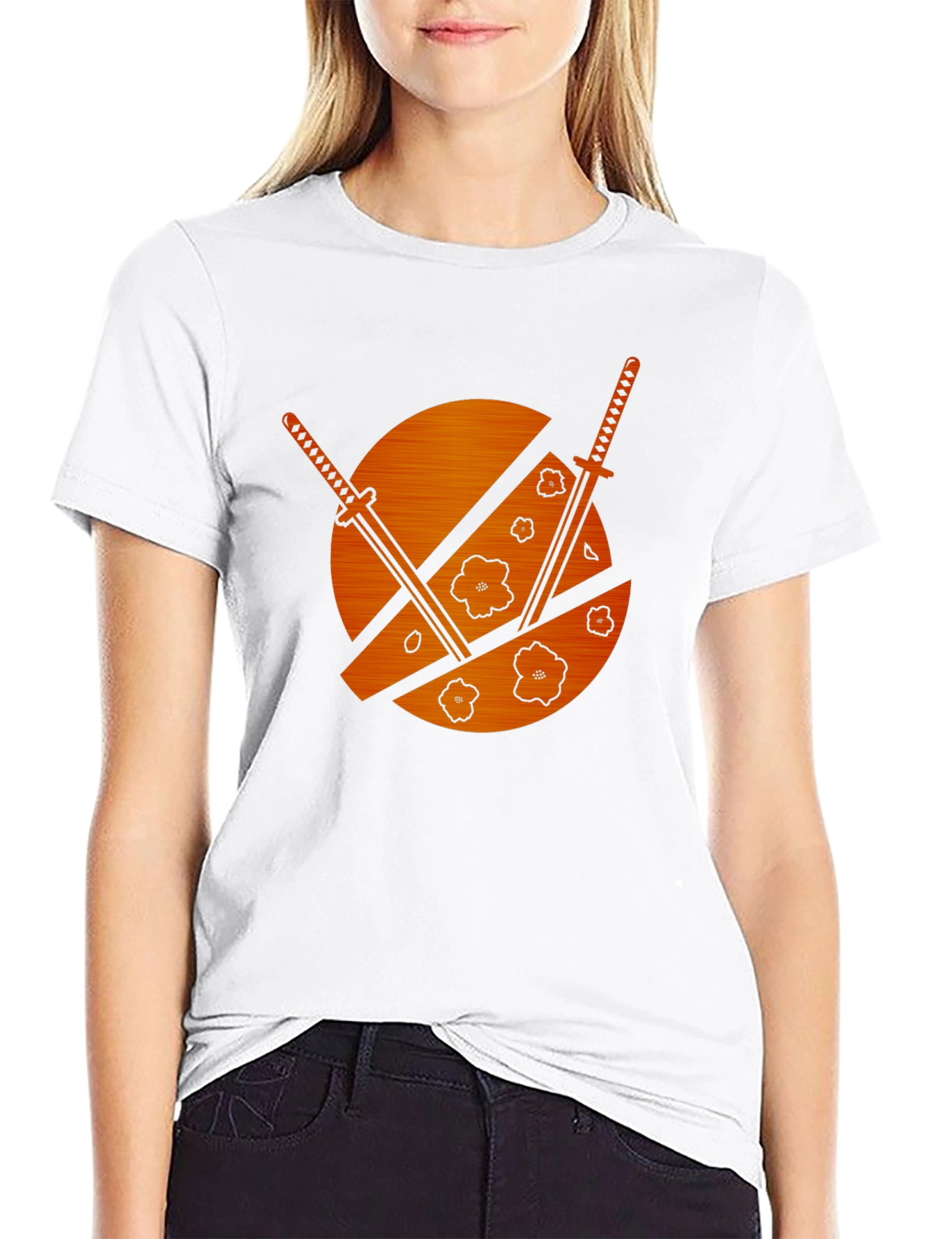 Samurai Swords & Cherry Blossom Graphic Tee