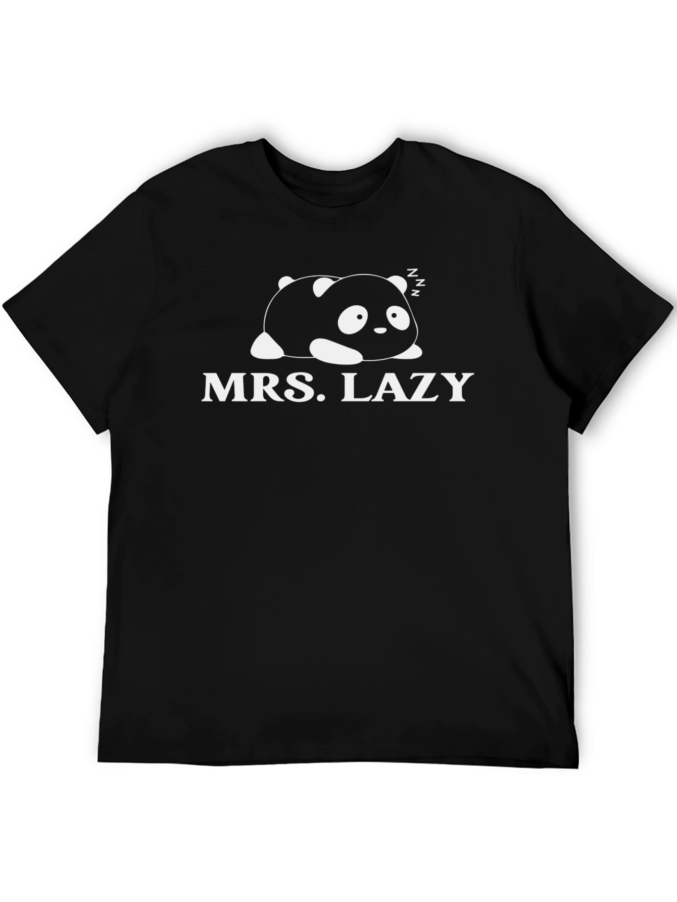 Mrs. Lazy Panda Graphic Black T-Shirt