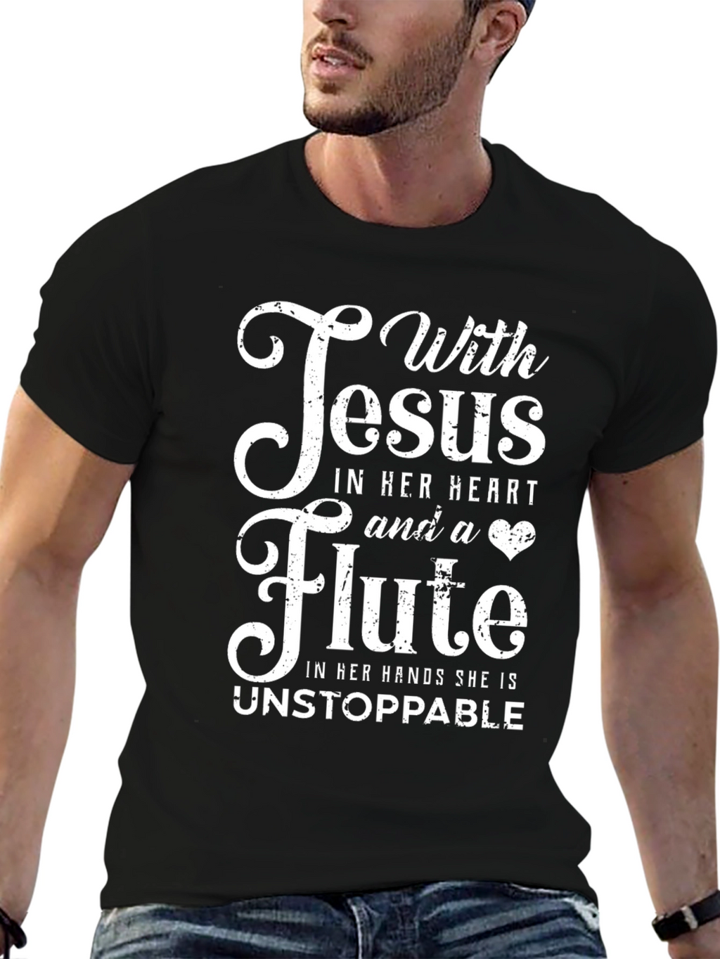Jesus and Flute T-Shirt - Christian Musician Tee
