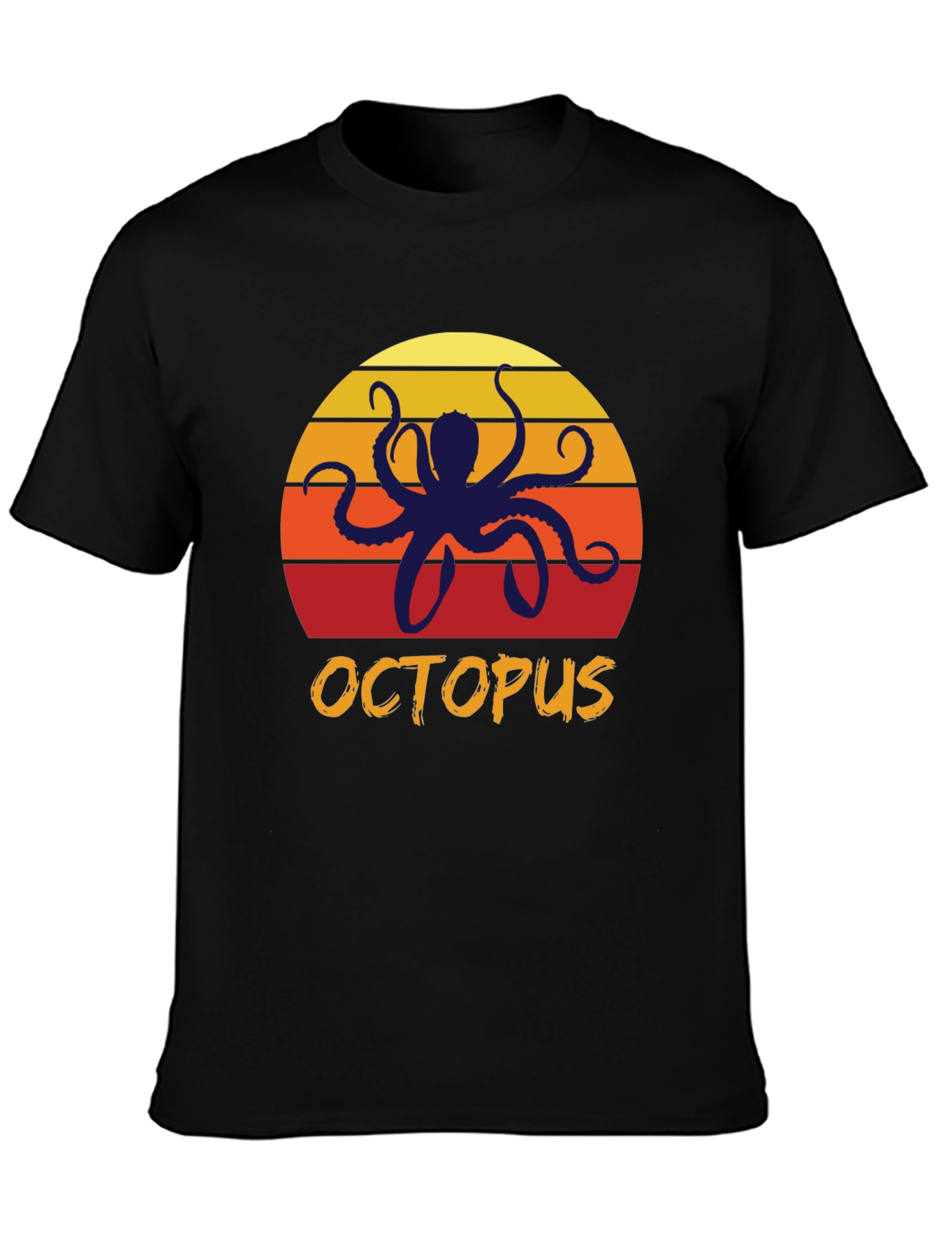 Sunset Octopus Graphic Tee - Retro Style