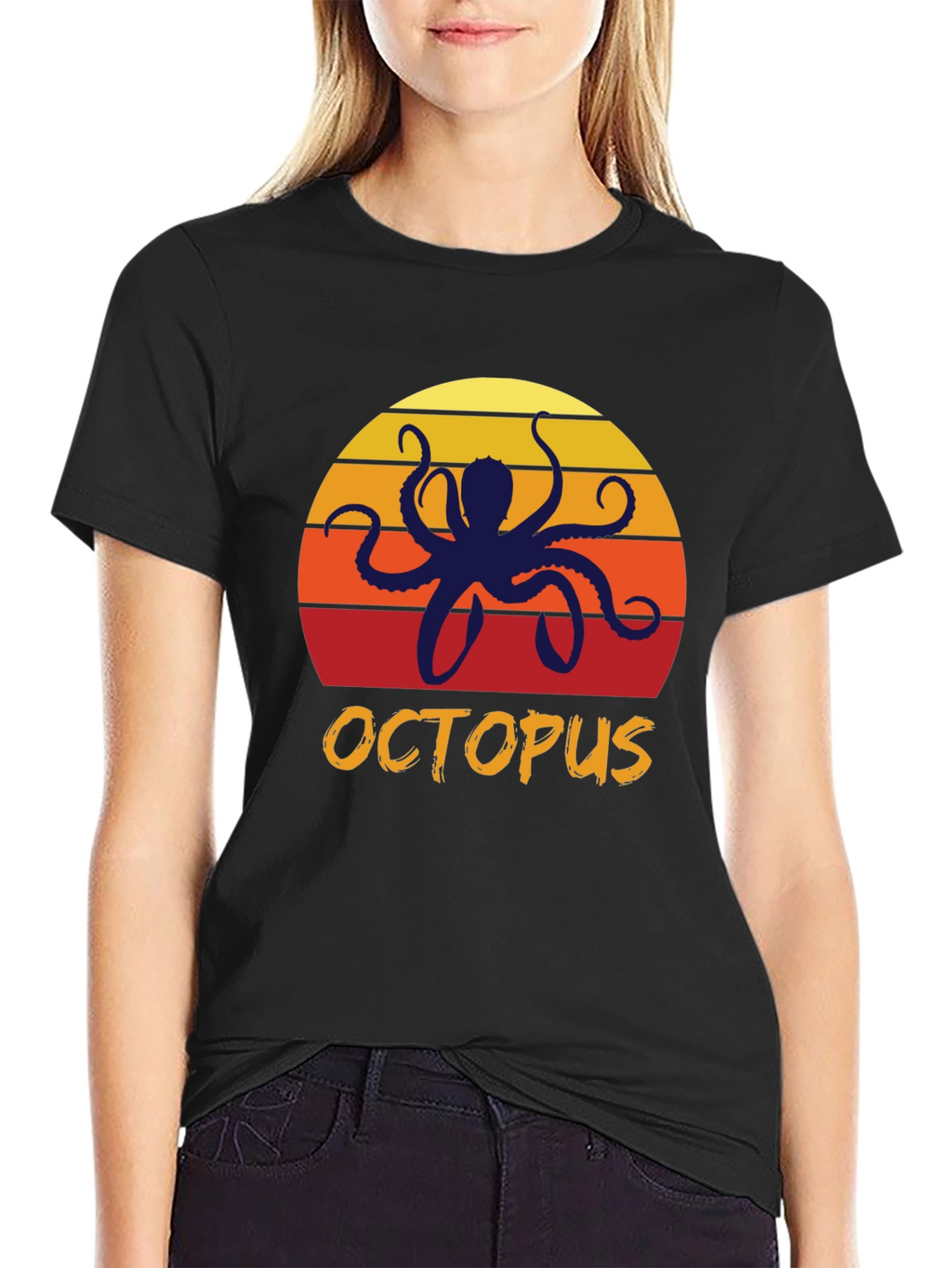 Sunset Octopus Graphic Tee - Retro Style