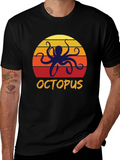 Sunset Octopus Graphic Tee - Retro Style