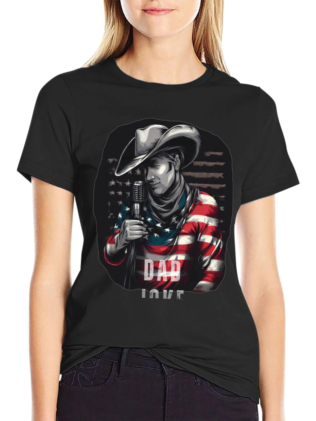 Dad Love American Cowboy Graphic T-Shirt
