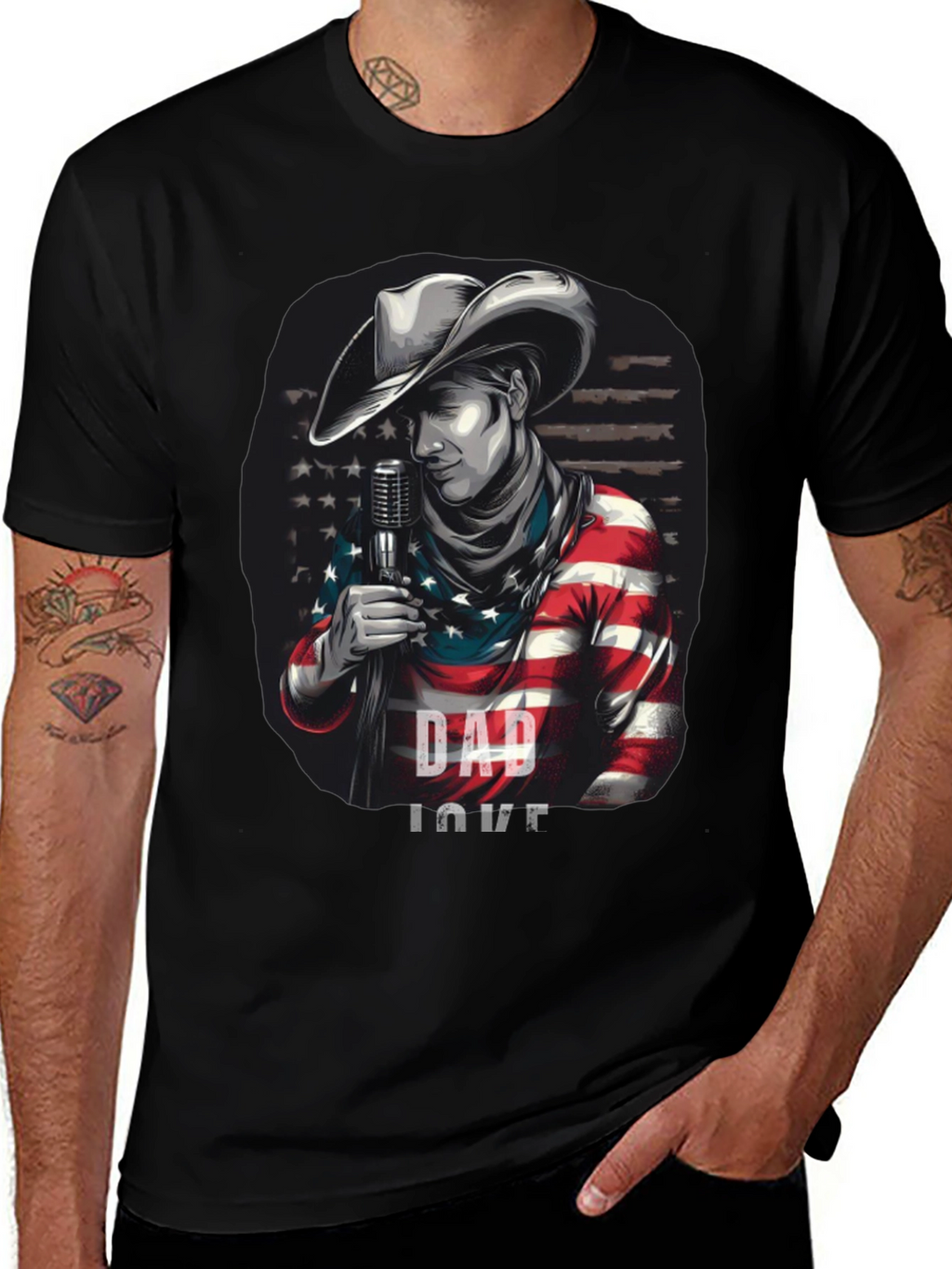 Dad Love American Cowboy Graphic T-Shirt