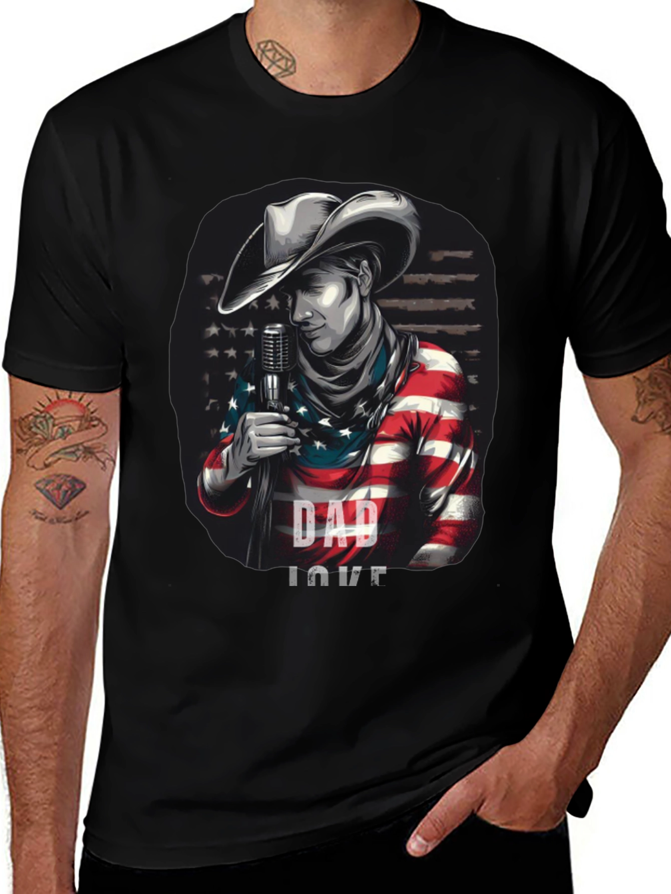 Dad Love American Cowboy Graphic T-Shirt