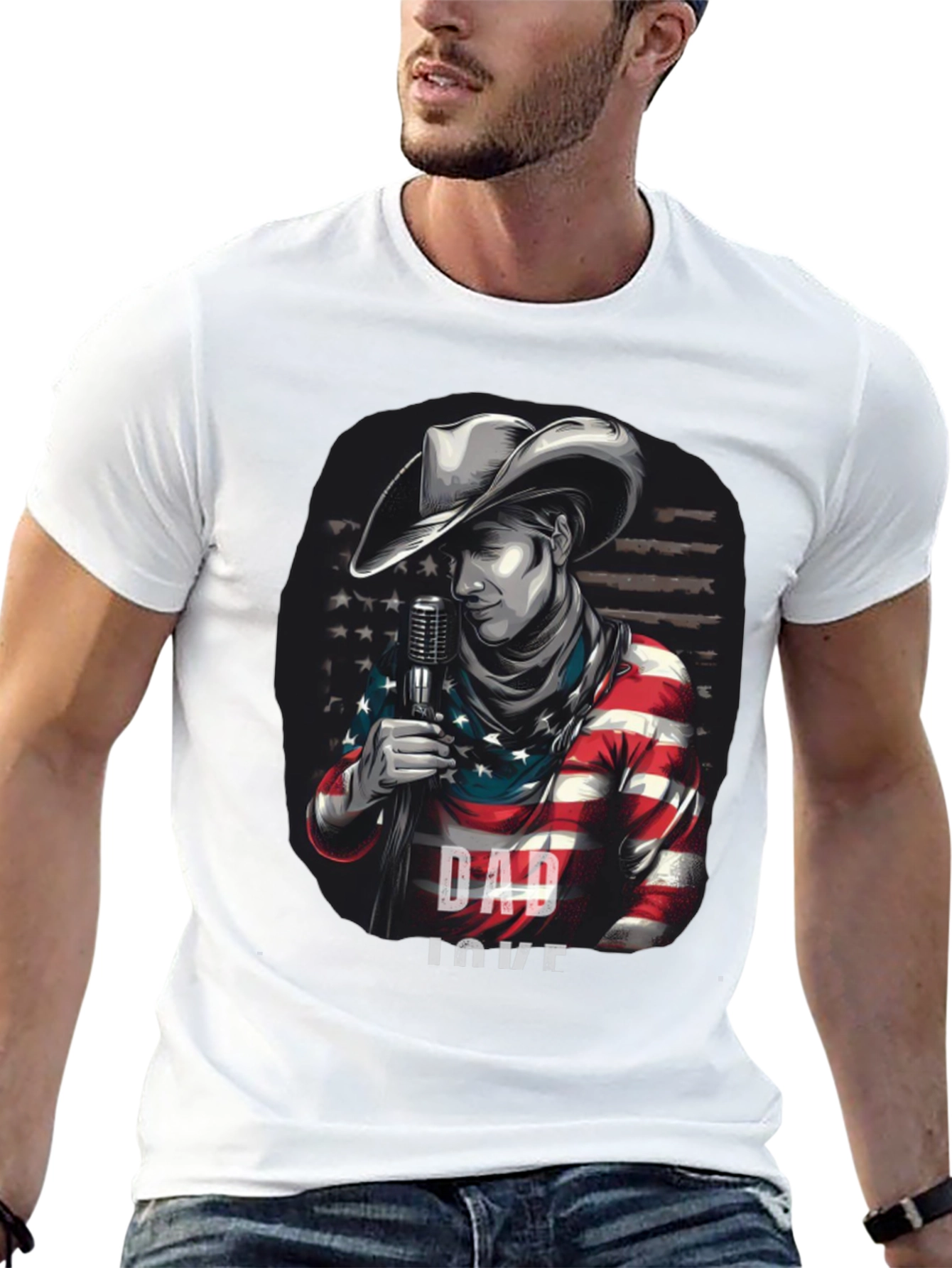 Dad Love American Cowboy Graphic T-Shirt