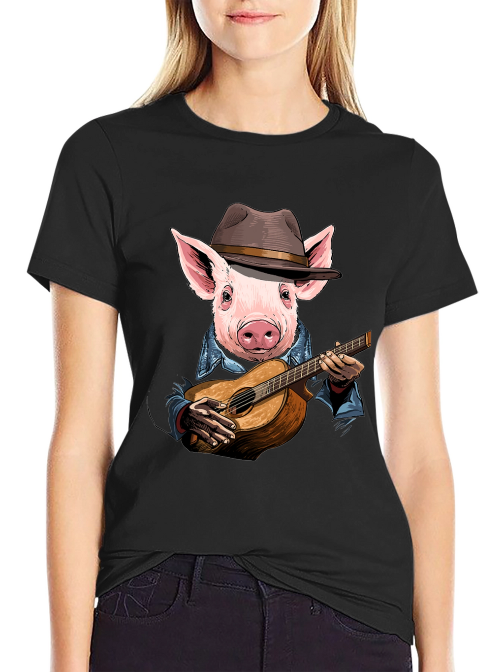 Pig Playing Guitar T-Shirt - Unique Animal Graphic Tee