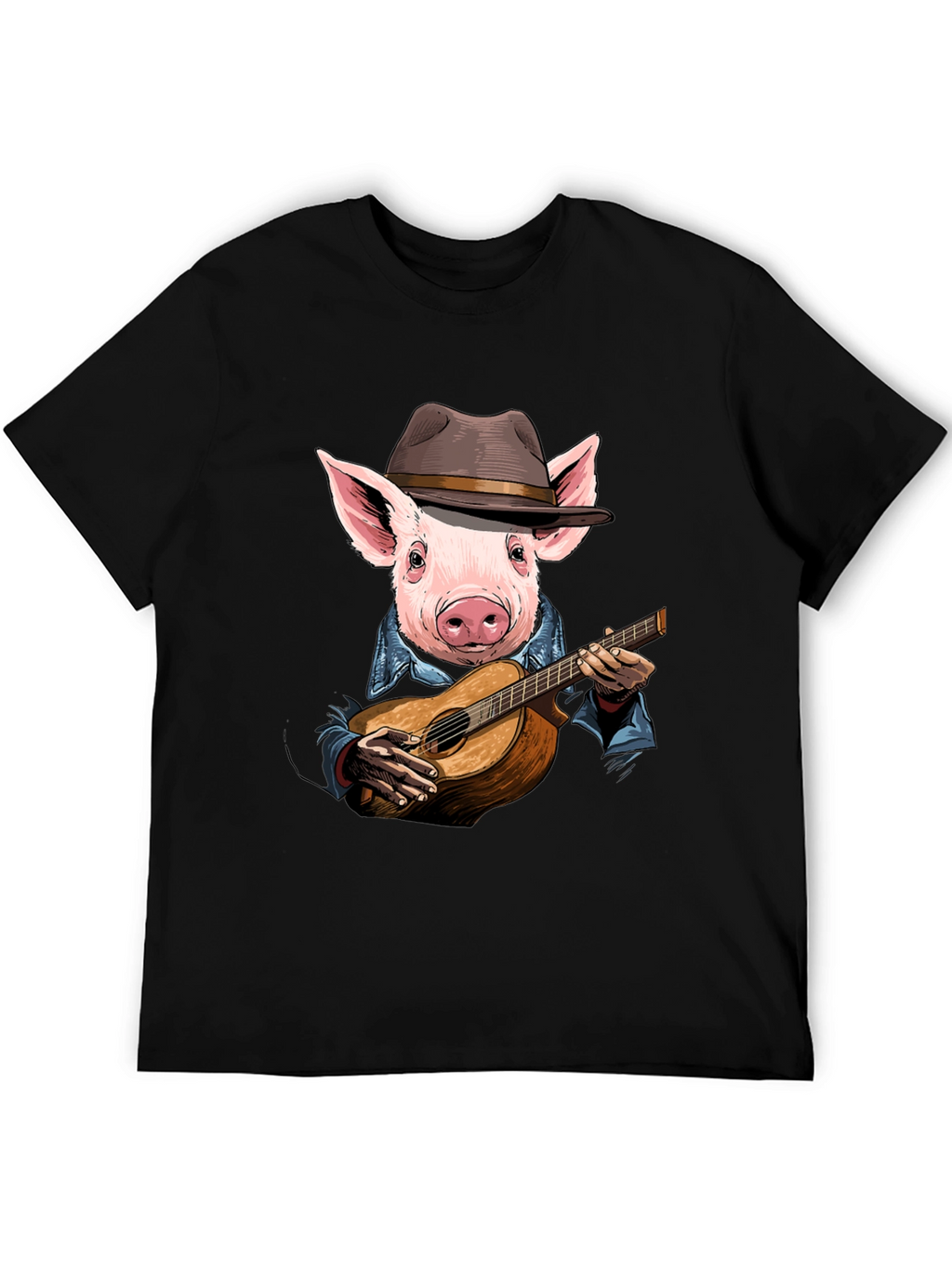Pig Playing Guitar T-Shirt - Unique Animal Graphic Tee