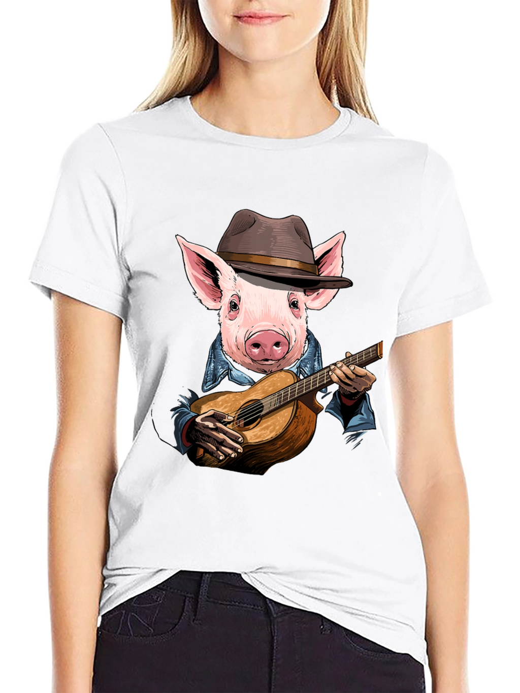 Pig Playing Guitar T-Shirt - Unique Animal Graphic Tee