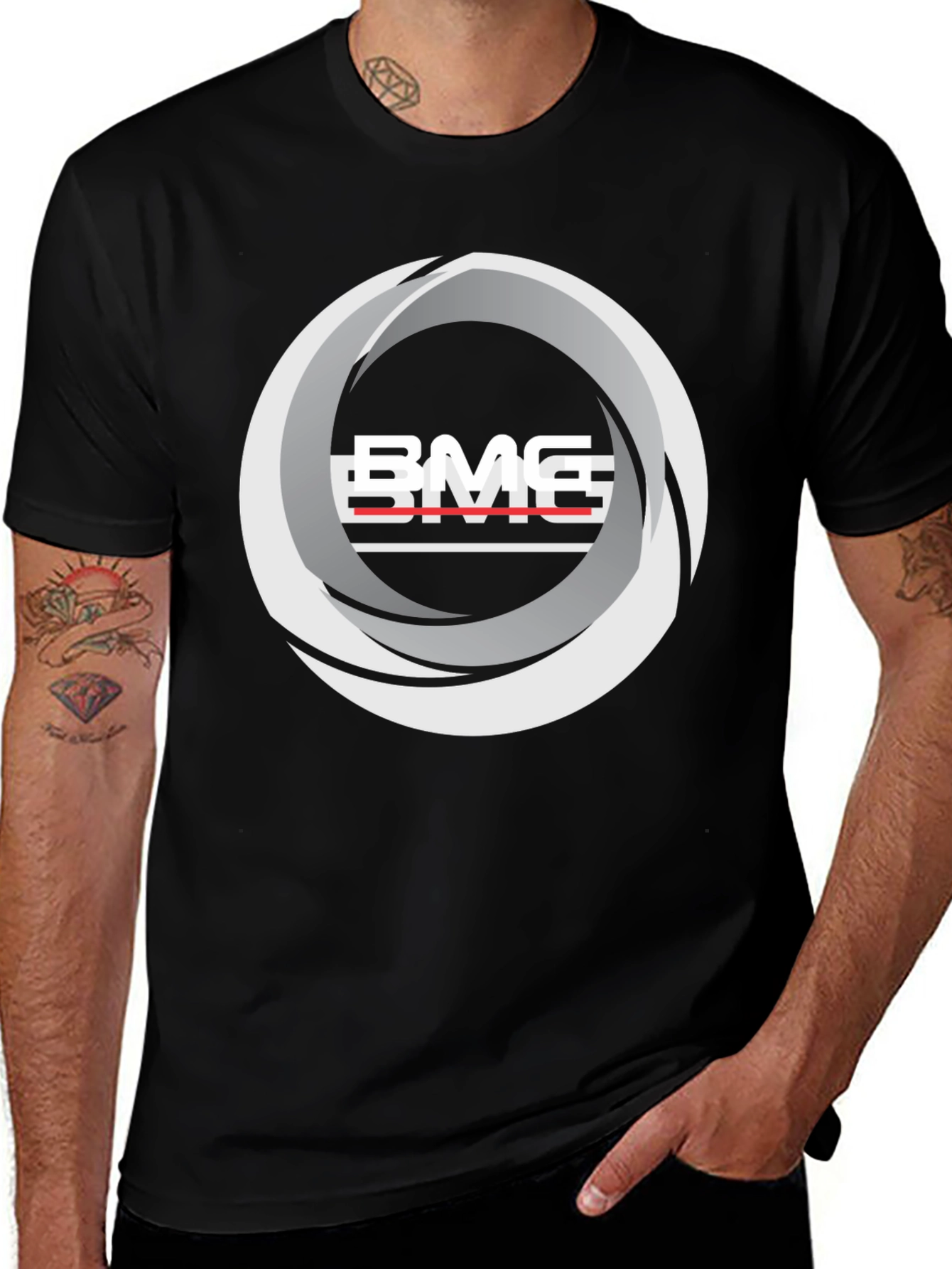 BMG Graphic Tee - Modern Streetwear Style - Black Cotton Blend