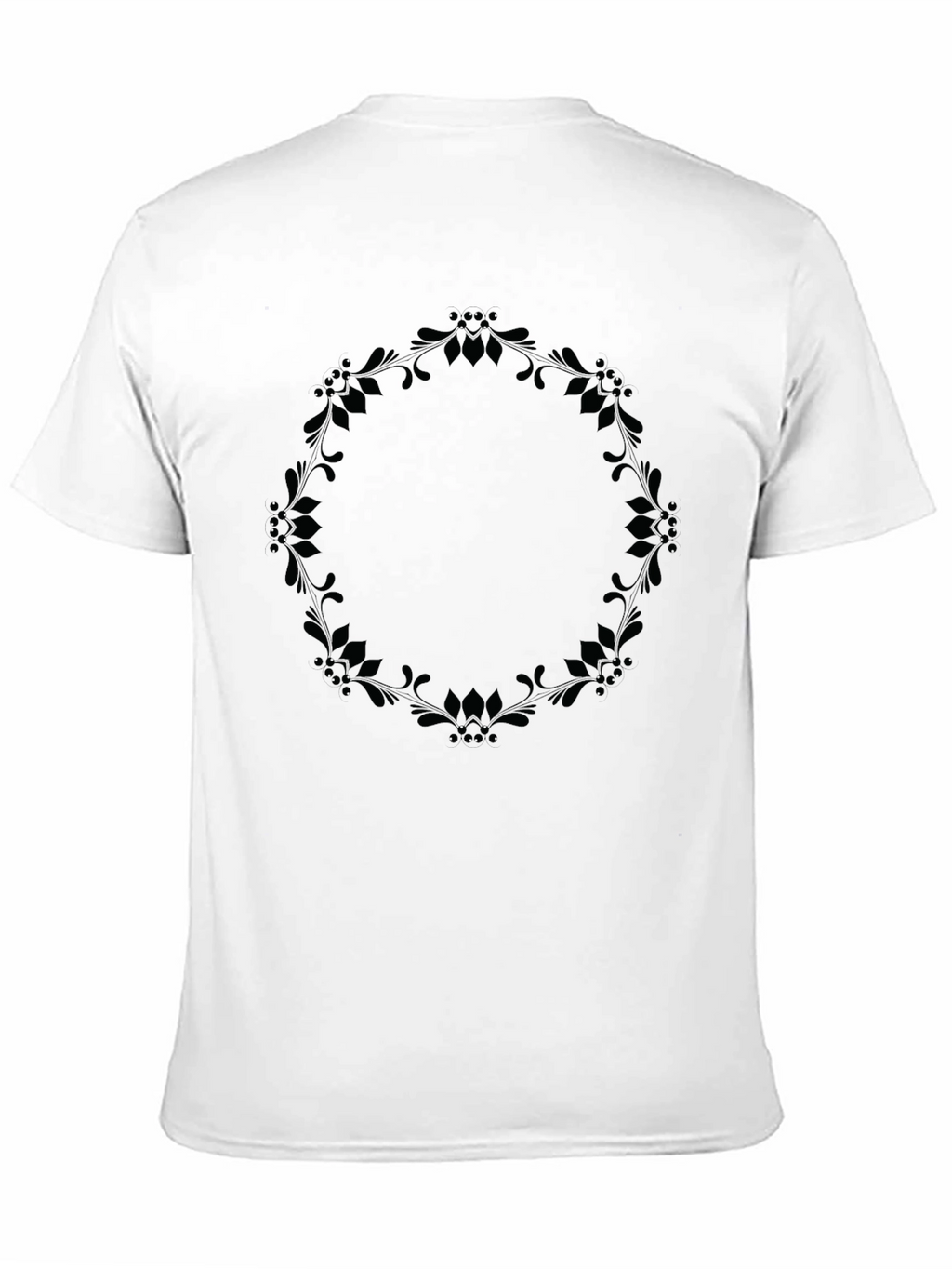 Elegant Floral Wreath Graphic Tee - Black
