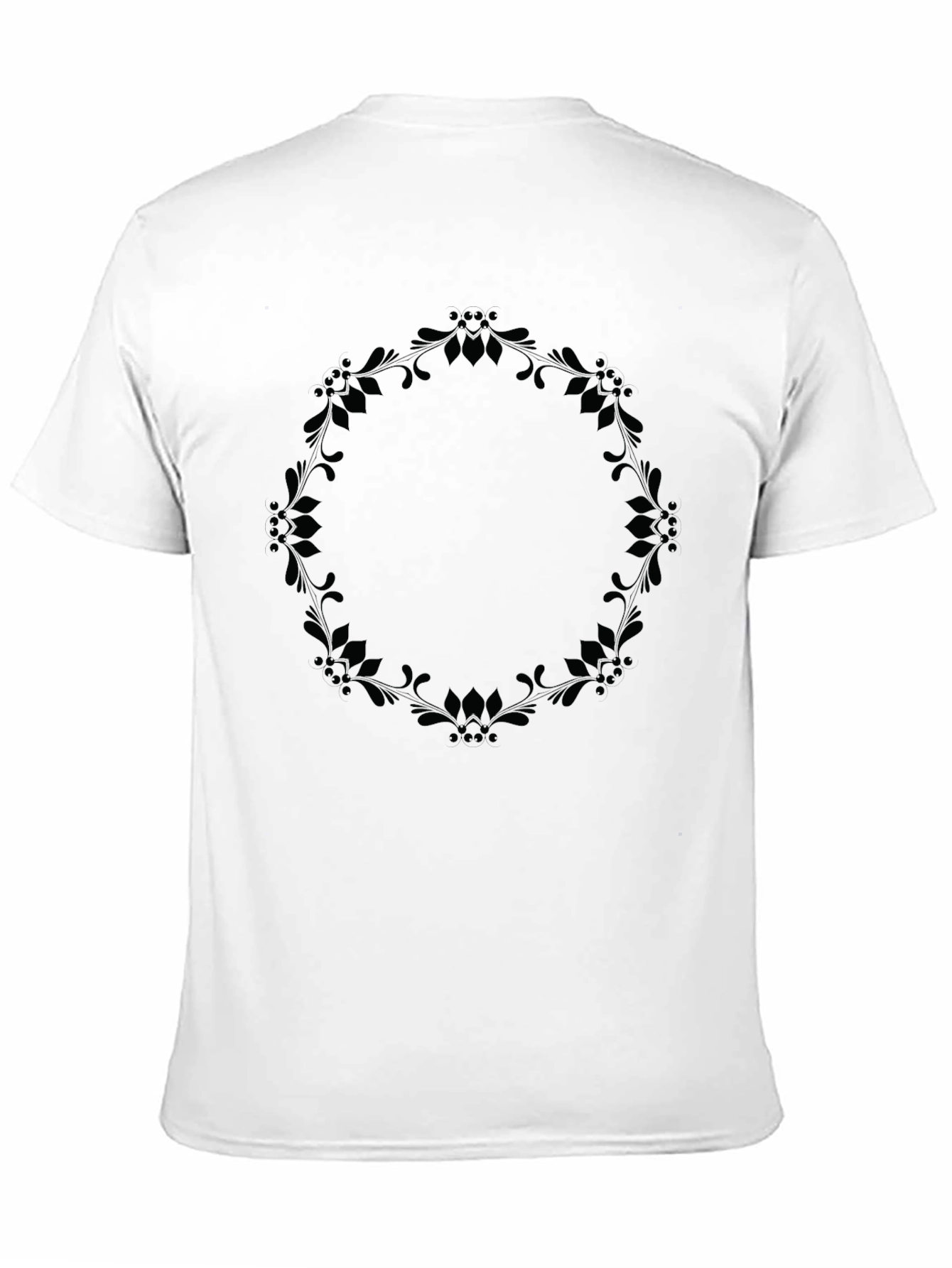 Elegant Floral Wreath Graphic Tee - Black