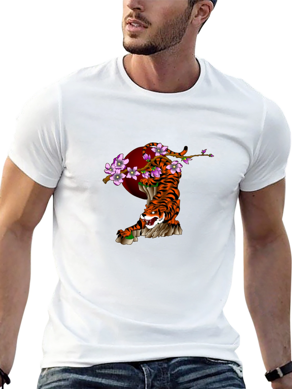 Tiger & Cherry Blossom Graphic T-Shirt