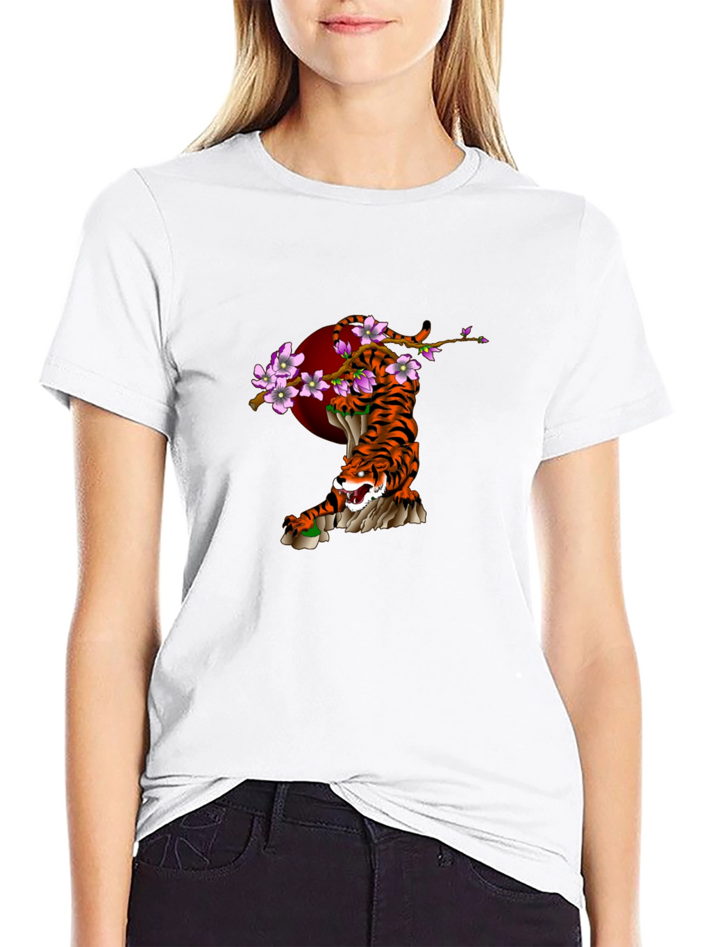 Tiger & Cherry Blossom Graphic T-Shirt